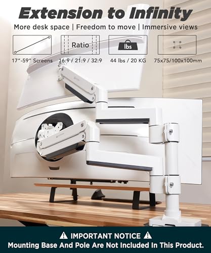 ULTRARM Heavy Duty Extension Arm Accessory for MA20PW-S Do Not Use Alone - color: White, size: Extension Monitor Arm
