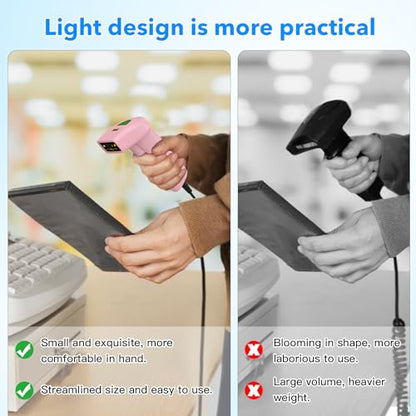 2D USB Barcode Scanner Handheld Wired Automatic QR Code Scanner Barcode PDF417 Data Matrix Bar Code Scanner with Long USB Cable for Warehouse, Library, Supermarket, POS - color: 2D QR Pink