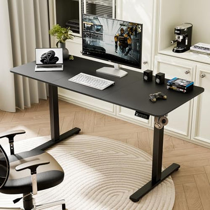 55"x24" Standing Desk, Height Adjustable Sit-Stand Home Office, Black | Electric Adjustable Standing Desk, Sit to Stand Computer Office Desk with Splice Board, Memory Preset, Lifts 28.7''-46.5" - color: Black Frame-black, size: 55-inch