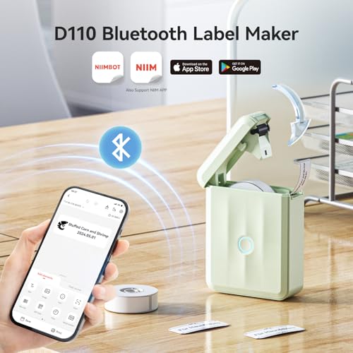NIIMBOT D110 Label Maker Machine with Tape, Bluetooth Label Printer, Green - color: Green