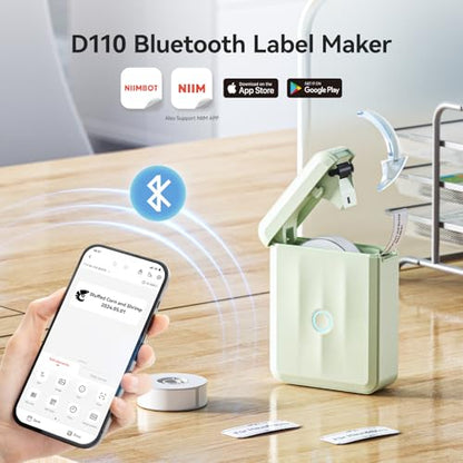 NIIMBOT D110 Label Maker Machine with Tape, Bluetooth Label Printer, Green - color: Green