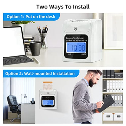 Time Clock Bundle with 400 Time Cards, 4 Ink Ribbons, 2 Ten-Slot Time Card Racks, & 2 Security Keys, Auto-Align Time Clocks for Employees Small Business - style: 400-Card Time Clock Bundle with Keys
