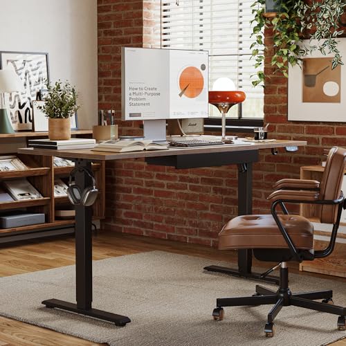 Agilestic 48*24 Inch Electric Standing Desk with Under Drawer, Rustic Brown - color: Basic Rustic Brown, size: 48x24 Inch