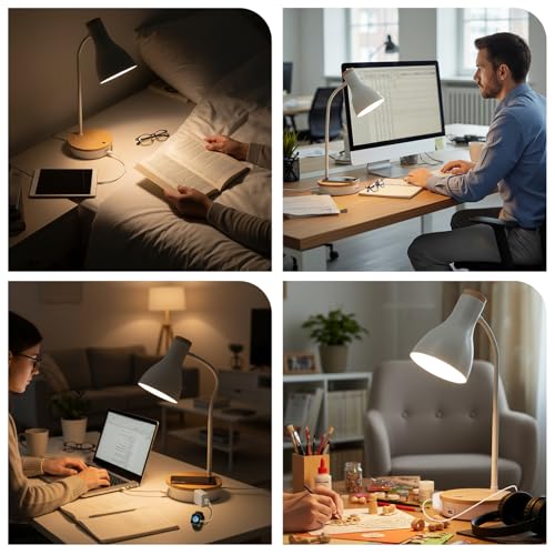 LALISU Desk Lamp for Home Office, 10W Fast Wireless Charger Desk Light - color: White-Fast Charging (10W)
