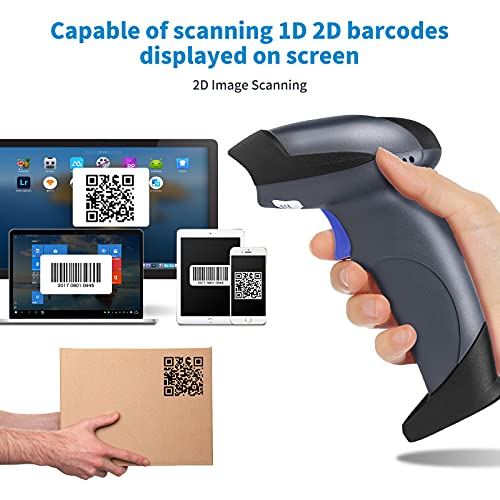 NETUM Wireless 2D QR Barcode Scanner with Stand, Bluetooth for Tablet -M8S | 3 in 1 Automatic Bar Code Imager Reader Handhold Scanner Gun Compatible for Laptops, Computers, Cashier, POS - size: 2D -M8S