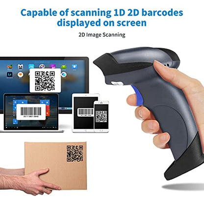 NETUM Wireless 2D QR Barcode Scanner with Stand, Bluetooth for Tablet -M8S | 3 in 1 Automatic Bar Code Imager Reader Handhold Scanner Gun Compatible for Laptops, Computers, Cashier, POS - size: 2D -M8S