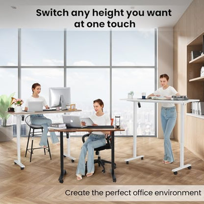 farexon 55x24In Electric Adjustable Standing Desk with Mouse Pad, Brown - color: Brown, size: 55 x 24''