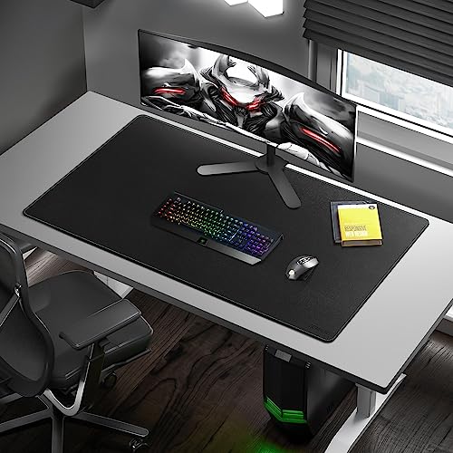 CENNBIE Leather Desk Mat Large, 43.6" x 23.6" Extended Mouse Pad (Black) - color: Black, size: 23.6" x 43.6"