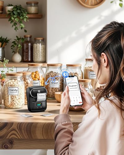 Phomemo M110 Label Maker with 3 Tapes, Bluetooth Portable Thermal Printer - color: Black