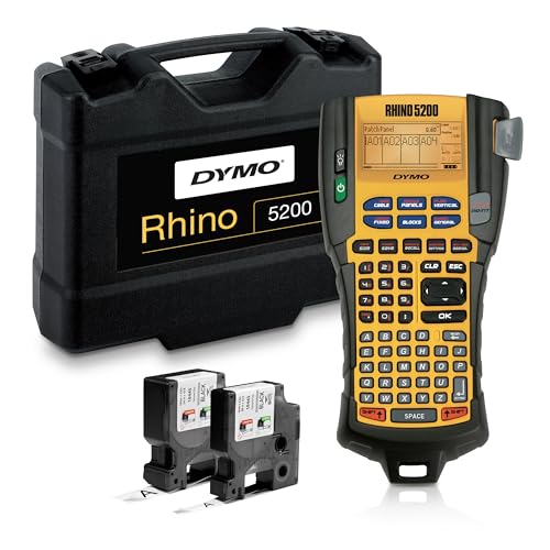 DYMO Industrial Label Maker & Carry-Case RhinoPRO 5200 Label Maker, for Job Sites and Heavy-Duty Labeling Jobs, Prints Fast, Includes 2 Rolls of DYMO Industrial Vinyl Labels - style: Carry Case Kit