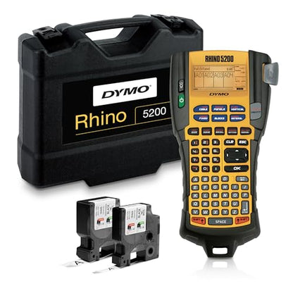 DYMO Industrial Label Maker & Carry-Case RhinoPRO 5200 Label Maker, for Job Sites and Heavy-Duty Labeling Jobs, Prints Fast, Includes 2 Rolls of DYMO Industrial Vinyl Labels - style: Carry Case Kit