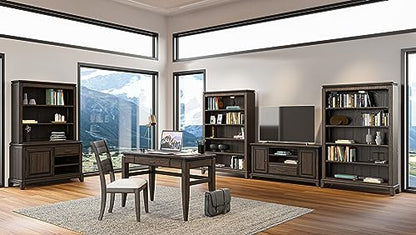 Chocolate Office Storage Credenza with Adjustable Shelves and Locking Doors for Home or Business Use Durable Wood Construction