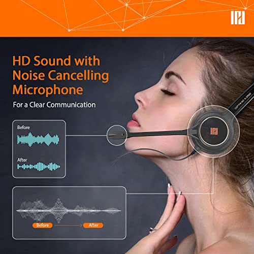 IPD IPH-250 Phone Headset with Noise Cancelling Microphone for Office and Call Center-Compatible with Avaya 1608 1616 9601 9608 9611 9611G 9620 9621 9630 9631 9640 9641 9650 9670 J139 J159 J169 J179 - color: 250-BL-LEAT