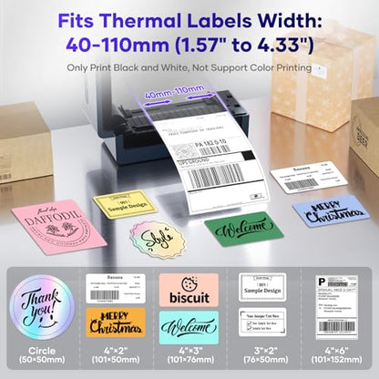 iDPRT Thermal Label Printer, Bluetooth 4x6 Shipping Label Printer - color: Black-Mini