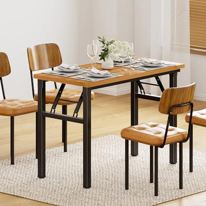 DlandHome 31.5 Inch Small Folding Computer Desk for Home Office, Teak Black - color: Teak + Black, size: 31.5 Inches