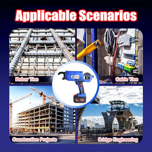 Electric Rebar Tying Machine 8-34mm, Automatic Steel Binding Tool with 2x4400mAh Batteries & Wire Coils, Efficient Rebar Tier Gun for Construction
