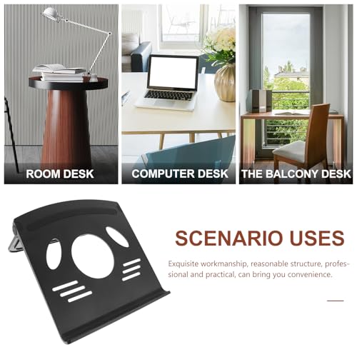 Adjustable Laptop Cooling Rack and Computer Stand for Desk Use, Universal Black Laptop Riser Holder with Ventilated Design for Home Office and Travel