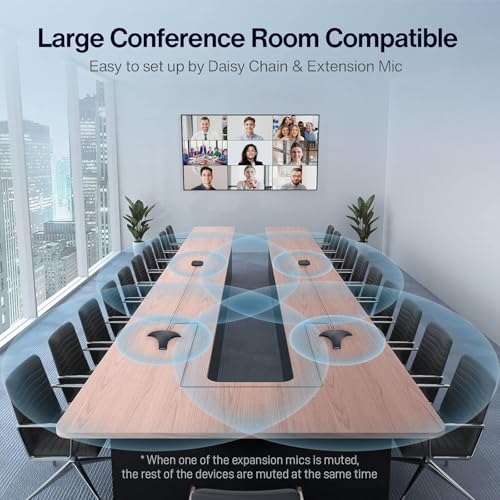 Conference Speaker and Microphone - Bluetooth Speakerphone with Daisy Chain, 360° Omnidirectional Voice Pickup, Echo & Noise Cancellation, Support Wireless Dongle, USB Connection, for Meeting Room