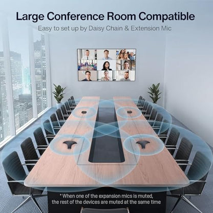 Conference Speaker and Microphone - Bluetooth Speakerphone with Daisy Chain, 360° Omnidirectional Voice Pickup, Echo & Noise Cancellation, Support Wireless Dongle, USB Connection, for Meeting Room