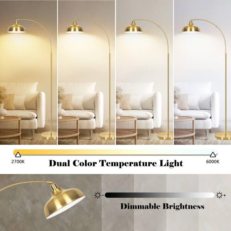 Gold Floor Lamps for Living Room- Arc Floor Lamps over Coach Lamp 70” - color: Gold