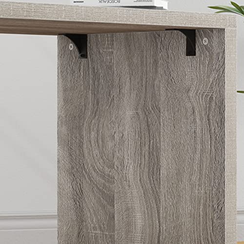 HSH L Shaped Corner Desk, Reversible Computer Desk, Light Grey, 55 Inch - color: Light Gray Oak