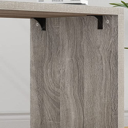 HSH L Shaped Corner Desk, Reversible Computer Desk, Light Grey, 55 Inch - color: Light Gray Oak