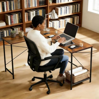 L Shaped Desk Computer Desk, 50inch Brown Gaming Desk with CPU Stand - color: Rustic Brown