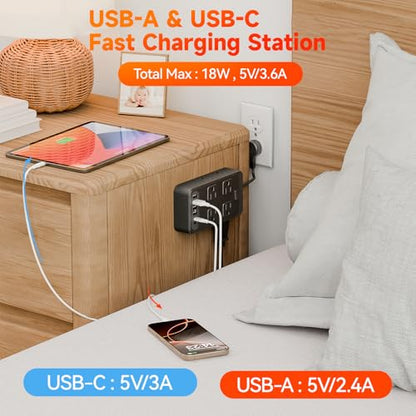 14-in-1 Short Extension Cord Non-Surge Protector for CruiseShip