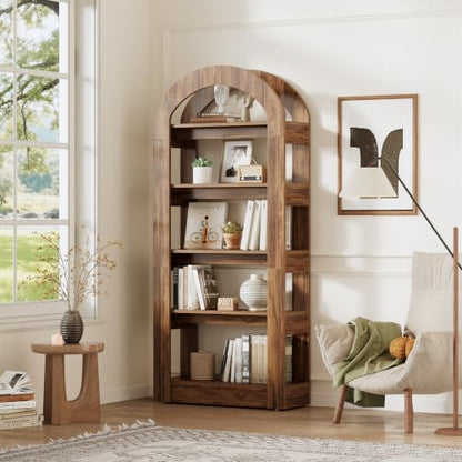 LITTLE TREE 5-Tier Arch-Shaped Bookshelf (1, Brown) - color: Brown, size: 1
