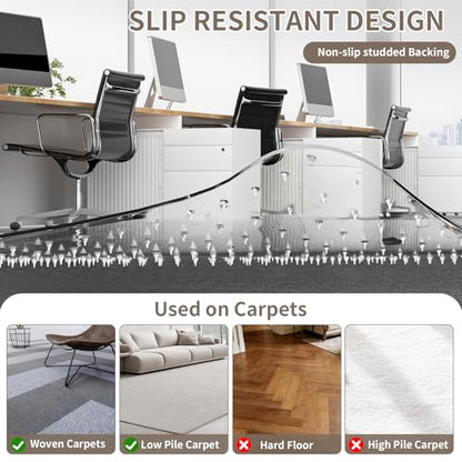 Office Chair Mat for Low Pile Carpet, 48"x60" Clear Smooth Glide with Lip - size: 48X60inch