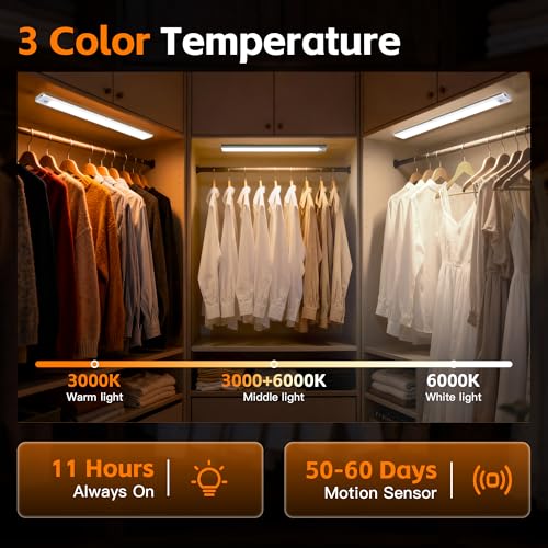 7.9 inch Motion Sensor Cabinet Lights, 4 Pack | 1400mAh, 34 LED Beads, USB-C Charging, 3 Color Temperatures, Magnetic Light Bar - size: 7.9inch -4Pack