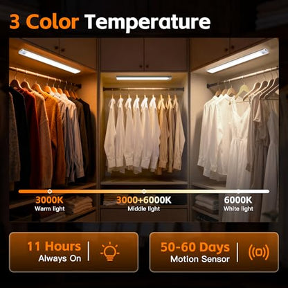 7.9 inch Motion Sensor Cabinet Lights, 4 Pack | 1400mAh, 34 LED Beads, USB-C Charging, 3 Color Temperatures, Magnetic Light Bar - size: 7.9inch -4Pack