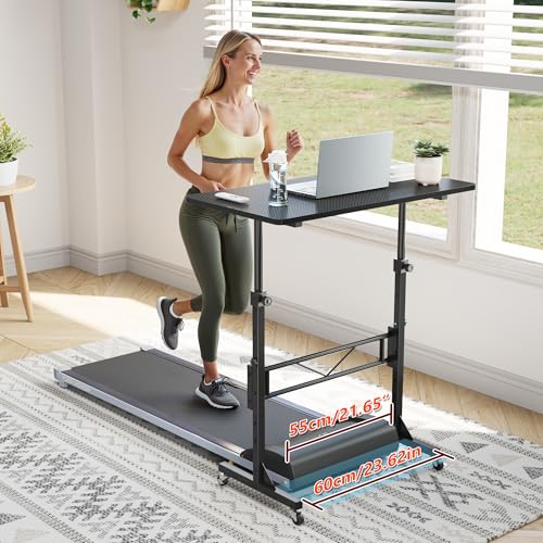 HOMIDEC Standing Desk, 32 Inch Portable Small Desk Adjustable Height, Rolling Home Office Desks with Wheels, Sit Stand Desk for Bedroom Walking Pad Home Office Small Space, Black - color: Black