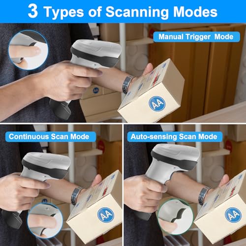 Barcode Scanner Wireless, Bluetooth Barcode Reader with Stand 3 in 1 Bluetooth & 2.4G Wireless & USB Wired Connection 1D&2D&QR&PDF417 Data Matrix Handheld Bar Code Scanners - size: 2D-2209WT-Wireless