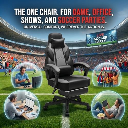Gaming Chair for Adult, Computer Chair with Footrest Video Game Chair Big and Tall Gaming Chair with Massage Lumbar Support, Adjustable Height and 360° Swivel Seat(Grey) - color: Grey