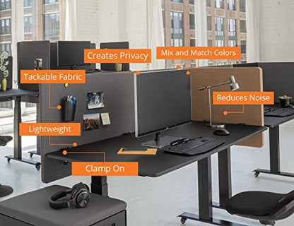Stand Up Desk Store ReFocus Clamp-on Acoustic Desk Divider Privacy Panel that Reduces Noise and Visual Distractions (Cool Gray, 59" X 23.6") - color: Cool Gray, size: 60" X 24"
