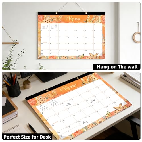 Tcamp Desk Calendar 2026-2027, Large Desktop/Wall Monthly Calendar - color: Colorful-Butterflies, size: 17"x12"(Jul 2026-Dec 2027)