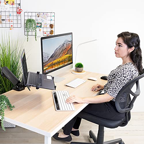 Mount-It! Laptop Tray for Monitor Arm, VESA Laptop Mount Tray for 75x75 & 100x100 Monitor Arms, Ventilated Steel Notebook Holder with Adjustable Clips, Fits Laptops up to 16.5" Wide