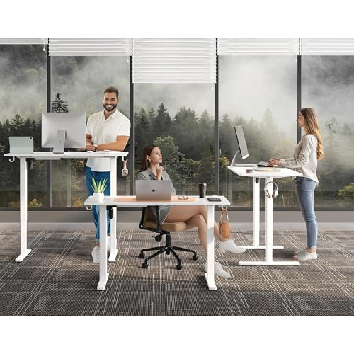 55 x 24 Inch Electric Standing Desk, 3 Memory Presets, White - color: White, size: 55*24