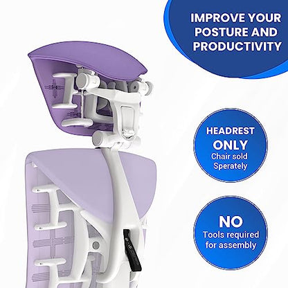 OFFICE LOGIX SHOP Embody Headrest Compatible with Herman Miller Embody Chair (Amethyst Fabric/White Frame) - color: Amethyst Fabric/White Frame