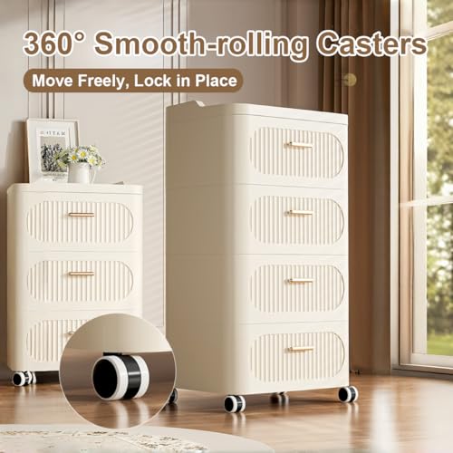 Rolling Storage Cart with Drawers, 5 Tier Drawer Storage Organizer, Drawer Tower Organization Storage Container with Wheels for Home, Office, Classroom and Dorm