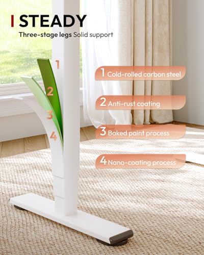 SANODESK Solid Bamboo Dual Motor Standing Desk, 220 lbs, 48×24 - color: Natural Bamboo+white Frame, size: 4824