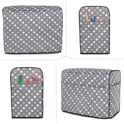 Luxja Sewing Machine Dust Cover Compatible with Brother & Singer, Gray Dots | Cover with Pockets for Extra Accessories - color: Gray Dots