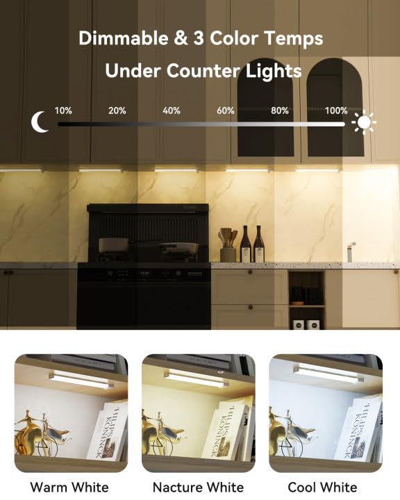 8 Inch Under Cabinet Lighting Rechargeable with Charge Station, 3Pack