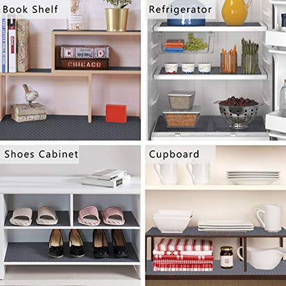 Kitchen Shelf Liner Drawer Liners, 11.8"W x 78.7"L Non Adhesive Cabinet Mat | EVA Material, Waterproof, Easy to Cut, Shelf Drawer Liners Kitchen Cabinets Cupboard liner Pantry Refrigerator - color: Diagonal Pattern Gray, size: 11.8"W x 78.7"L