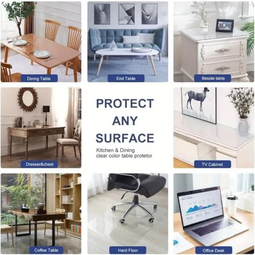 Clear Desk Mat 36 x 72 Inch, 1.5mm Thick Clear Table Protector, Protector for Dining Room Table, Waterproof Vinyl Tablecloth Pad Mat for Kitchen, Dresser, Writing Desk - size: 72" x 36"