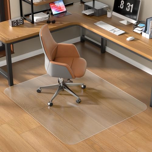 53" X 45" Office Chair Mat for Hardwood Floor, PVC Clear Desk Chair Mat for Hard Floors - Can't be Used on Carpet - size: 45" x 53" for Hard Floor