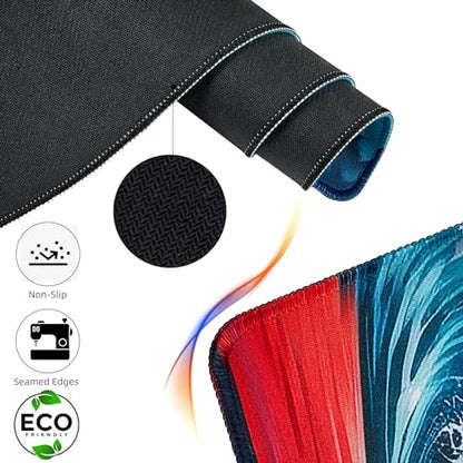 Hopipad Japanese Style Waves Large Gaming Mouse Pad for Desk, Desk Mat with Seamed Edges, Waterproof Desk Pad, Non-Slip Rubber Base, 31.5x11.8 Inch Keyboard Pad Computer Mat, Big XL Mousepad - color: Japanese Sea Wave