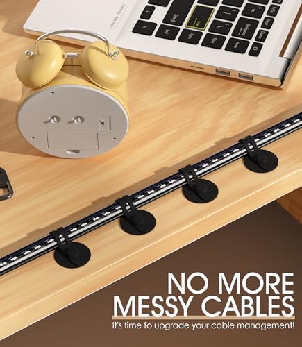 Cable Management Under Desk, Adhesive Cable Ties, 10Pack-Black - color: Black, size: 10 Pack