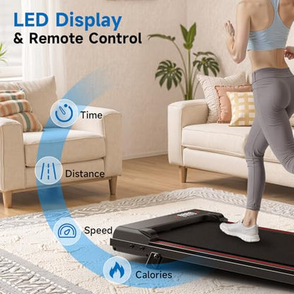Incline Walking Pad, 3.5HP Foldable Portable Treadmill with Handle Bars, Ultra Quiet ≤40dB Under Desk Treadmills for Home Office, 330LB Capacity, Wide Running Belt, LED Display & Remote Control - color: Dark Black